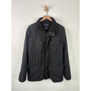 Nautica Mens Black Field Jacket Medium Fleece Lined Lightweight Utility Coat